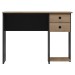 Mesa para Escritório 2 Gavetas 1 Prateleira Preto Fosco/Carvalho 4115 - Qmovi