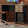Mesa para Escritório 2 Gavetas 1 Prateleira Preto Fosco/Carvalho 4115 - Qmovi