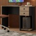 Mesa para Escritório 2 Gavetas 1 Prateleira Preto Fosco/Carvalho 4115 - Qmovi