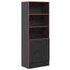 Estante para Livros Gamer 2 Portas 3 Prateleiras Preto/Vermelho - Qmovi