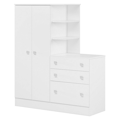 Guarda-Roupa Infantil com Cômoda Doce Sonho 2 Portas 3 Gavetas Branco - Qmovi
