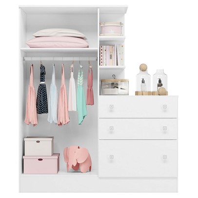 Guarda-Roupa Infantil com Cômoda Doce Sonho 2 Portas 3 Gavetas Branco - Qmovi