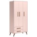 Guarda-Roupa de Bebê Encanto 3 Portas 2 Gavetas Rosa - Qmovi