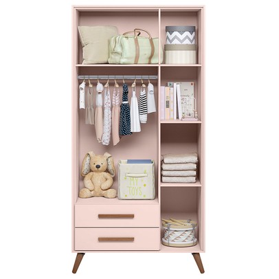Guarda-Roupa de Bebê Encanto 3 Portas 2 Gavetas Rosa - Qmovi