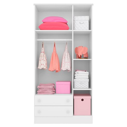 Guarda-Roupa de Bebê Doce Sonho 3 Portas 2 Gavetas Branco - Qmovi