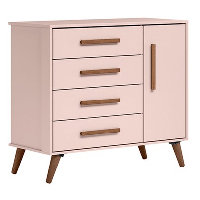 Cômoda Encanto 1 Porta 4 Gavetas Rosa - Qmovi