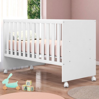 Berço Doce Sonho com Rodízio Branco - Qmovi