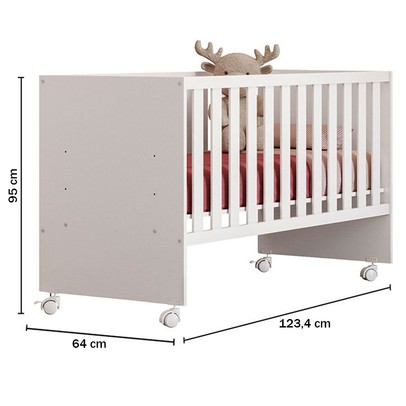 Berço Doce Sonho com Rodízio Branco - Qmovi