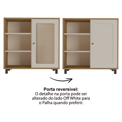 Aparador Charlotte 1 Porta Carvalho/Off White - Artely Móveis