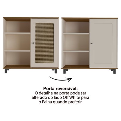 Aparador Charlotte 1 Porta Pinho/Off White - Artely Móveis