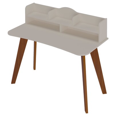 Mesa Escrivaninha Sofia Off White/Cedro - Artely Móveis