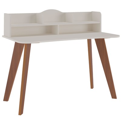 Mesa Escrivaninha Sofia Off White/Cedro - Artely Móveis