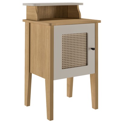 Mesa de Canto/Cabeceira Charlotte 1 Porta 100% Mdf Carvalho/Off White - Artely Móveis