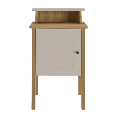 Mesa de Canto/Cabeceira Charlotte 1 Porta 100% Mdf Carvalho/Off White - Artely Móveis