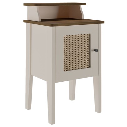 Mesa de Canto/Cabeceira Charlotte 1 Porta 100% Mdf Pinho/Off White - Artely Móveis