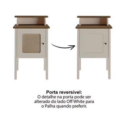 Mesa de Canto/Cabeceira Charlotte 1 Porta 100% Mdf Pinho/Off White - Artely Móveis