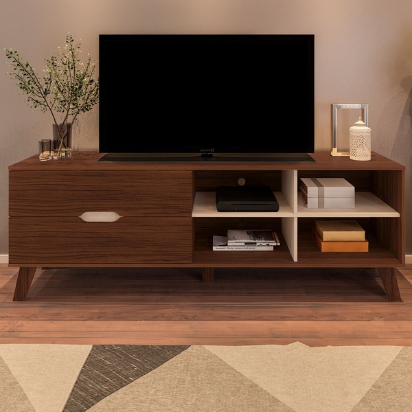 Rack para TV Até 75 Polegadas Verona 2 Gavetas Cedro/Off White - Artely Móveis