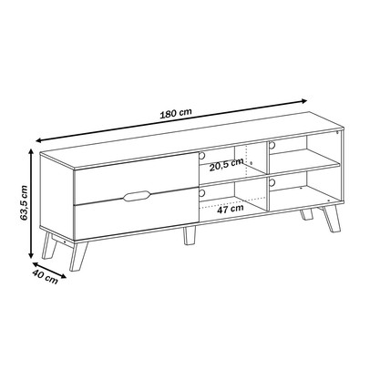 Rack para TV Até 75 Polegadas Verona 2 Gavetas Off White/Pinho - Artely Móveis