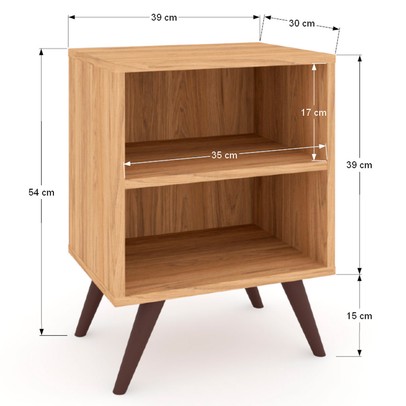 Mesa de Cabeceira Maitê 1 Prateleira Oak - Pnr Móveis