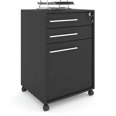 Gaveteiro Arquivo com Rodízios Sacramento 3 Gavetas com Chave Preto - Pnr Móveis