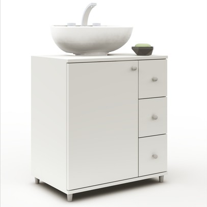 Armário de Banheiro Dover 1 Porta 3 Gavetas Branco Bp - Pnr Móveis