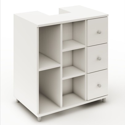 Armário de Banheiro Dover 1 Porta 3 Gavetas Branco Bp - Pnr Móveis