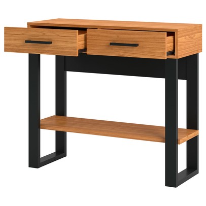 Aparador Industrial 2 Gavetas 1 Prateleira 100% Mdf Freijó/Preto Fosco - Pradel