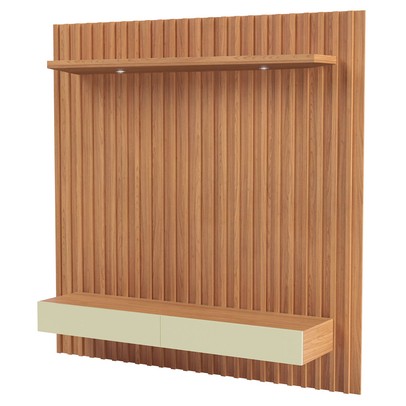 Painel para TV Até 65 Polegadas 2 Gavetas 1 Prateleira com Led Freijó/Off White Tb181l - Pradel