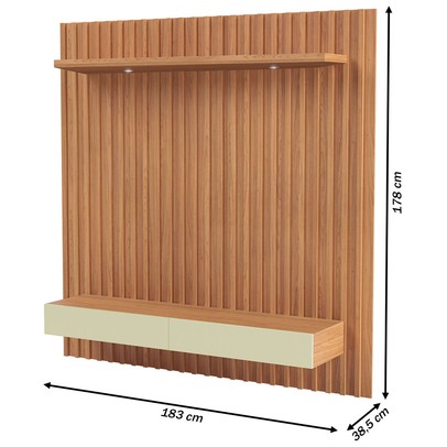 Painel para TV Até 65 Polegadas 2 Gavetas 1 Prateleira com Led Freijó/Off White Tb181l - Pradel