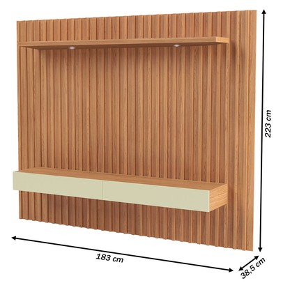 Painel para TV Até 65 Polegadas 2 Gavetas 1 Prateleira com Led Freijó/Off White Tb182l - Pradel