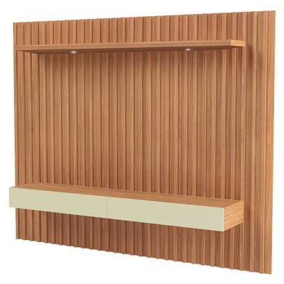 Painel para TV Até 65 Polegadas 2 Gavetas 1 Prateleira com Led Freijó/Off White Tb182l - Pradel