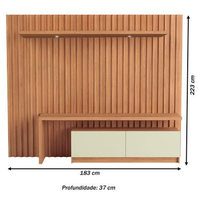 Estante para TV Até 65 Polegadas 2 Portas 1 Prateleira com Led Freijó/Off White Tb183l - Pradel