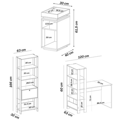 Escritório Completo Match 1 Porta Pinho/Preto - Artely Móveis
