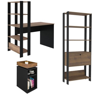 Escritório Completo Match 1 Porta Pinho/Preto - Artely Móveis