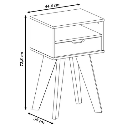 Mesa de Canto/Cabeceira Vip com Nicho 1 Gaveta Cedro/Off White - Artely