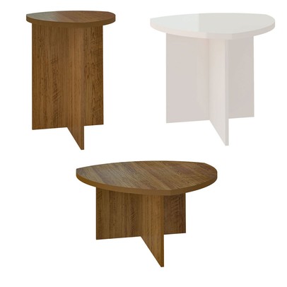 Mesa Centro Delta Pinho/Off White - Artely Móveis