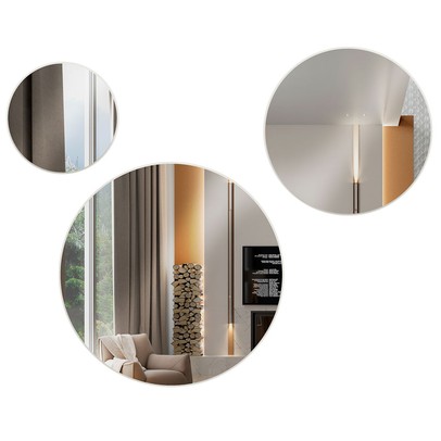 Espelho Kit 3 Peças Redondo 100% Mdf Off White Es15 - Dalla Costa