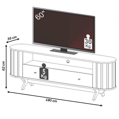 Rack para TV Até 60 Polegadas 1 Gaveta 100% Mdf Freijo/Preto Fosco Tb300 - Dalla Costa