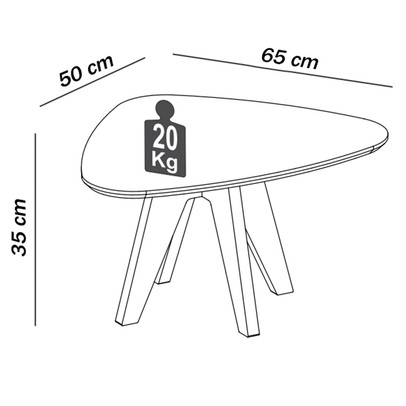 Mesa de Centro Orgânica 100% Mdf Off White/Freijo Tb613 - Dalla Costa