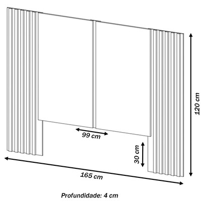 Cabeceira Casal 100% Mdf Off White/Freijo Tw153 - Dalla Costa