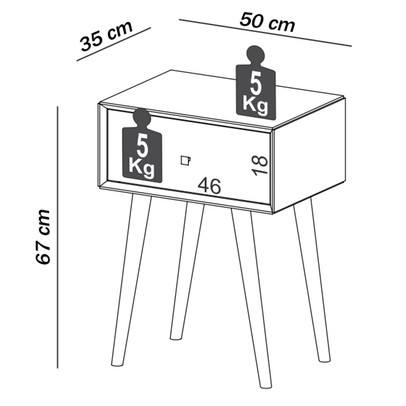 Mesa de Cabeceira 1 Gaveta 100% Mdf Freijo Tw49 - Dalla Costa