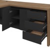 Mesa Tamburato Chefia 2 Portas 3 Gavetas Nogal/Preto - Artany Móveis