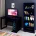 Quarto Gamer 4 Prateleiras Preto/Azul - Pnr Móveis