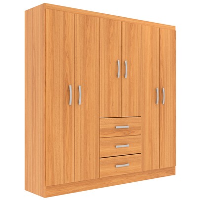 Guarda-Roupa Solteiro Sevilha 6 Portas 3 Gavetas Cinnamomo - Evidencia Móveis