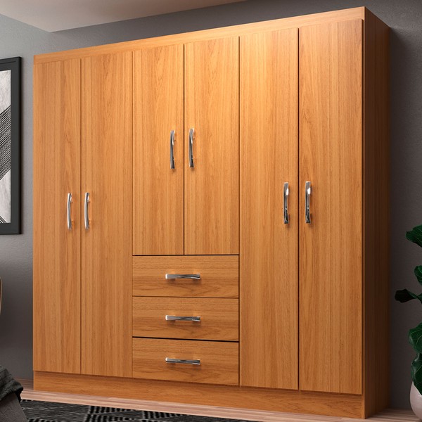 Guarda-Roupa Solteiro Sevilha 6 Portas 3 Gavetas Cinnamomo - Evidencia Móveis