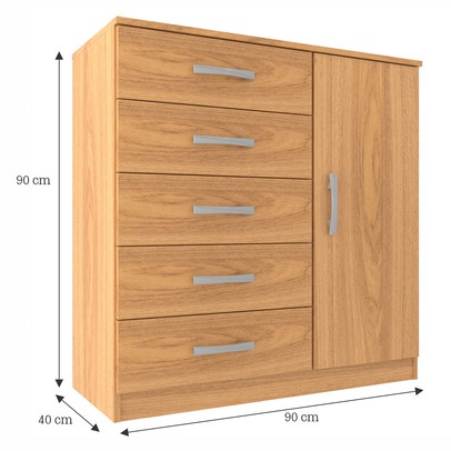 Cômoda 1 Porta 5 Gavetas Cp154 Cinnamomo - Evidencia Móveis