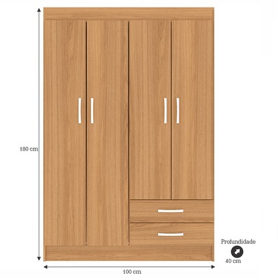 Guarda-Roupa Solteiro Atalaia 4 Portas Cinnamomo - Evidencia Móveis