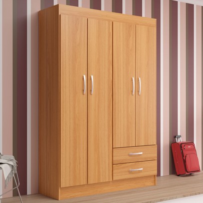 Guarda-Roupa Solteiro Atalaia 4 Portas Cinnamomo - Evidencia Móveis