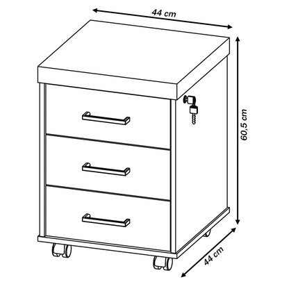 Gaveteiro Tamburato 3 Gavetas Carvalho/Branco - Artany Móveis