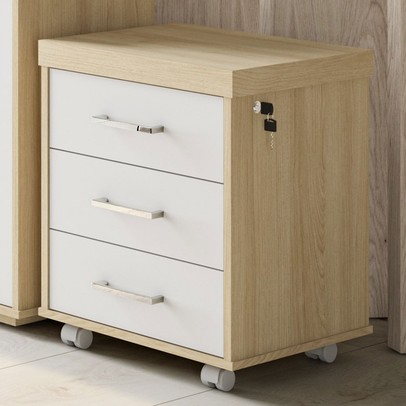 Gaveteiro Tamburato 3 Gavetas Carvalho/Branco - Artany Móveis